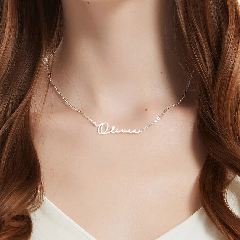 Silver Plated Personalized Name Jewelry | Elegant Gift for Her, Birthday, Christmas & Mother’s Day Surprise